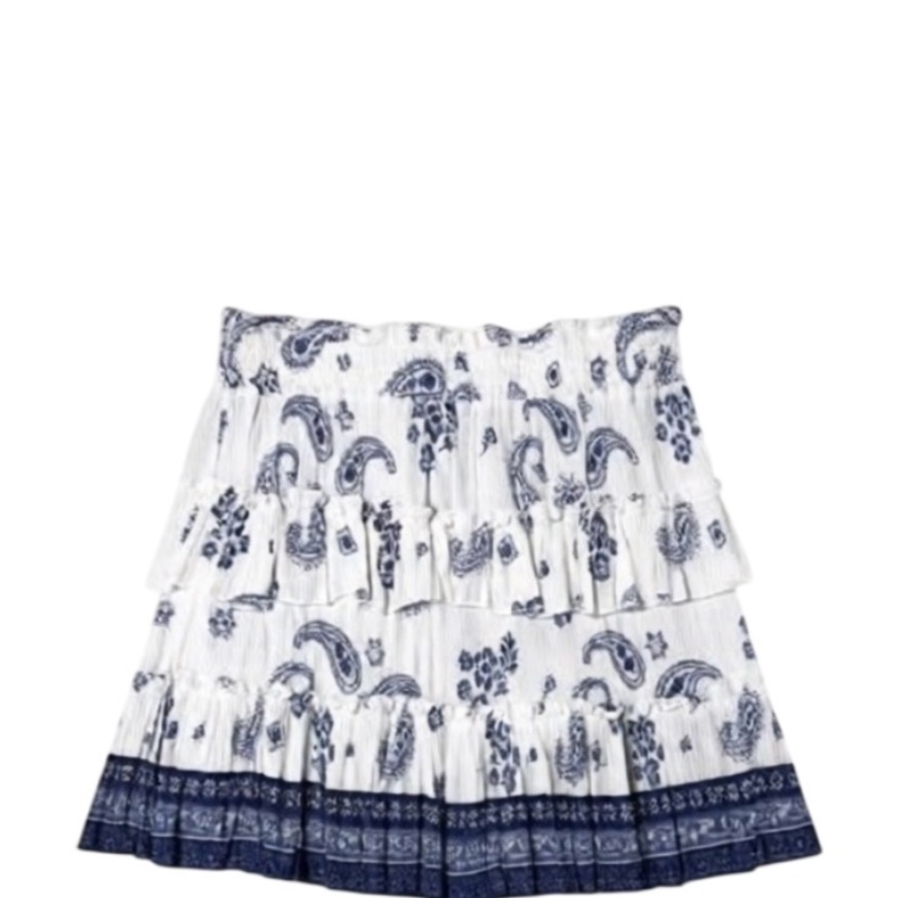 Ocean Drive Navy and White Tiered Mini Skirt